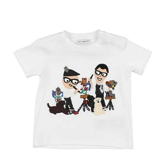 DOLCE & GABBANA Baby 12-18 Months #dgfamily Appliqué T-Shirt Short Sleeve White - Picture 1 of 13